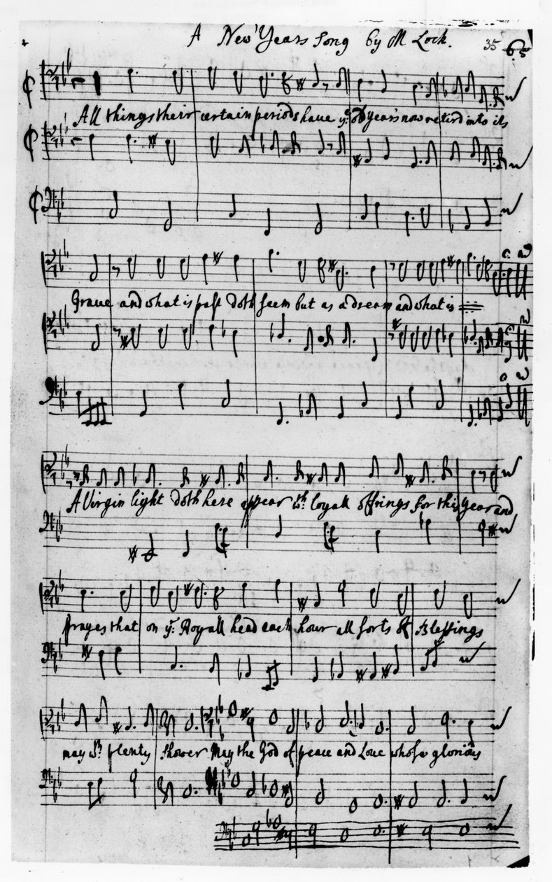 Partition pour une chanson du Nouvel An, composée par Matthew Locke - Matthew Locke