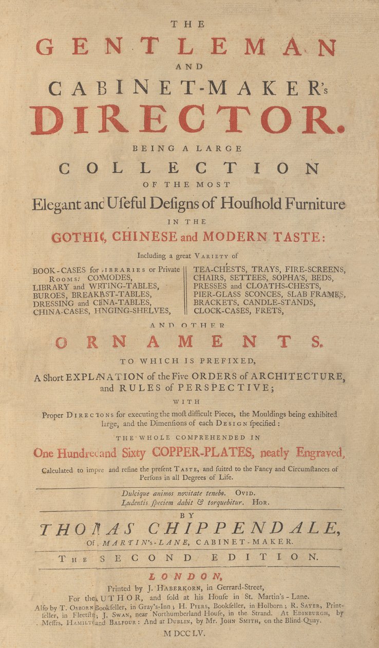 Directeur du gentleman et du fabricant de meubles, 1755 - Matthew Darly