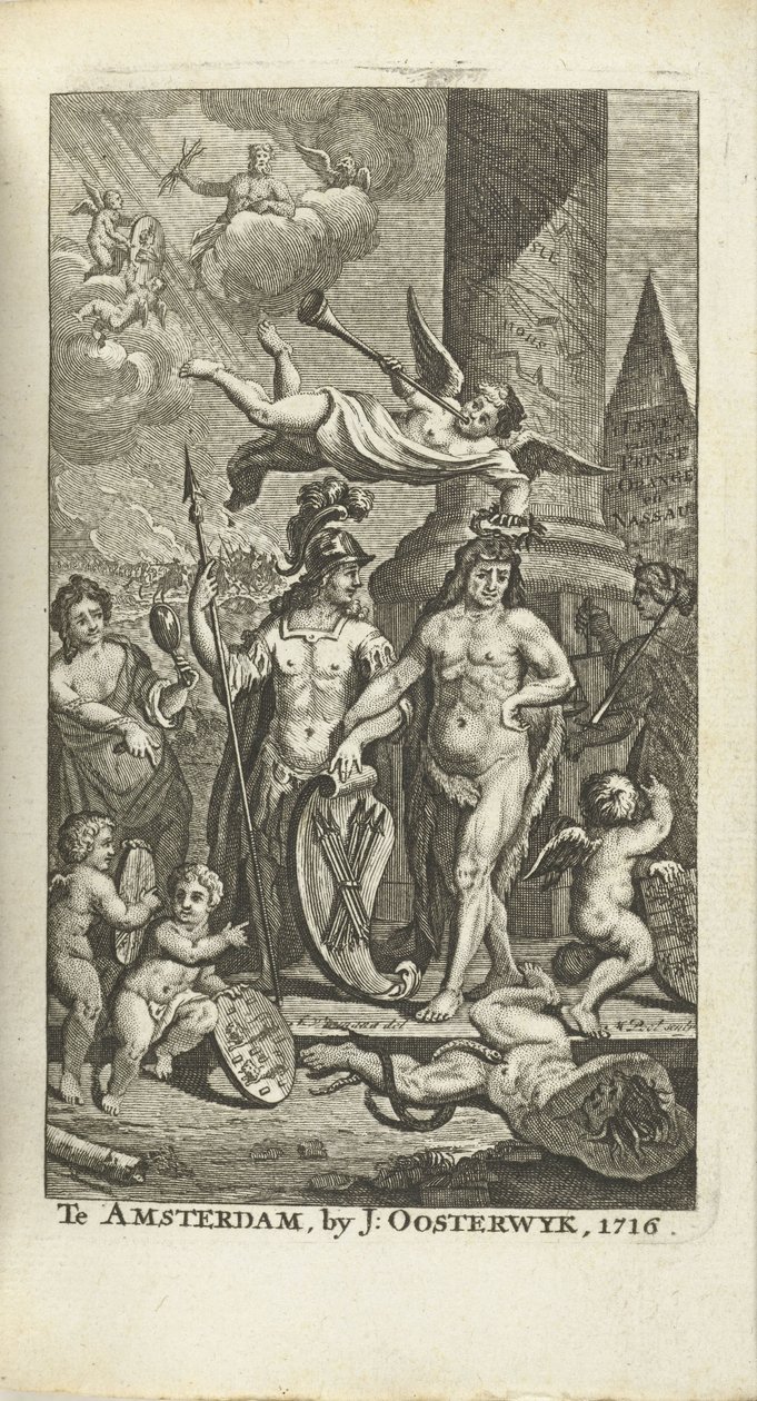 Page de titre gravée pour J. Lamigue : La vie de Son Altesse Jean Guillaume Friso, 1716 - Matthijs Pool