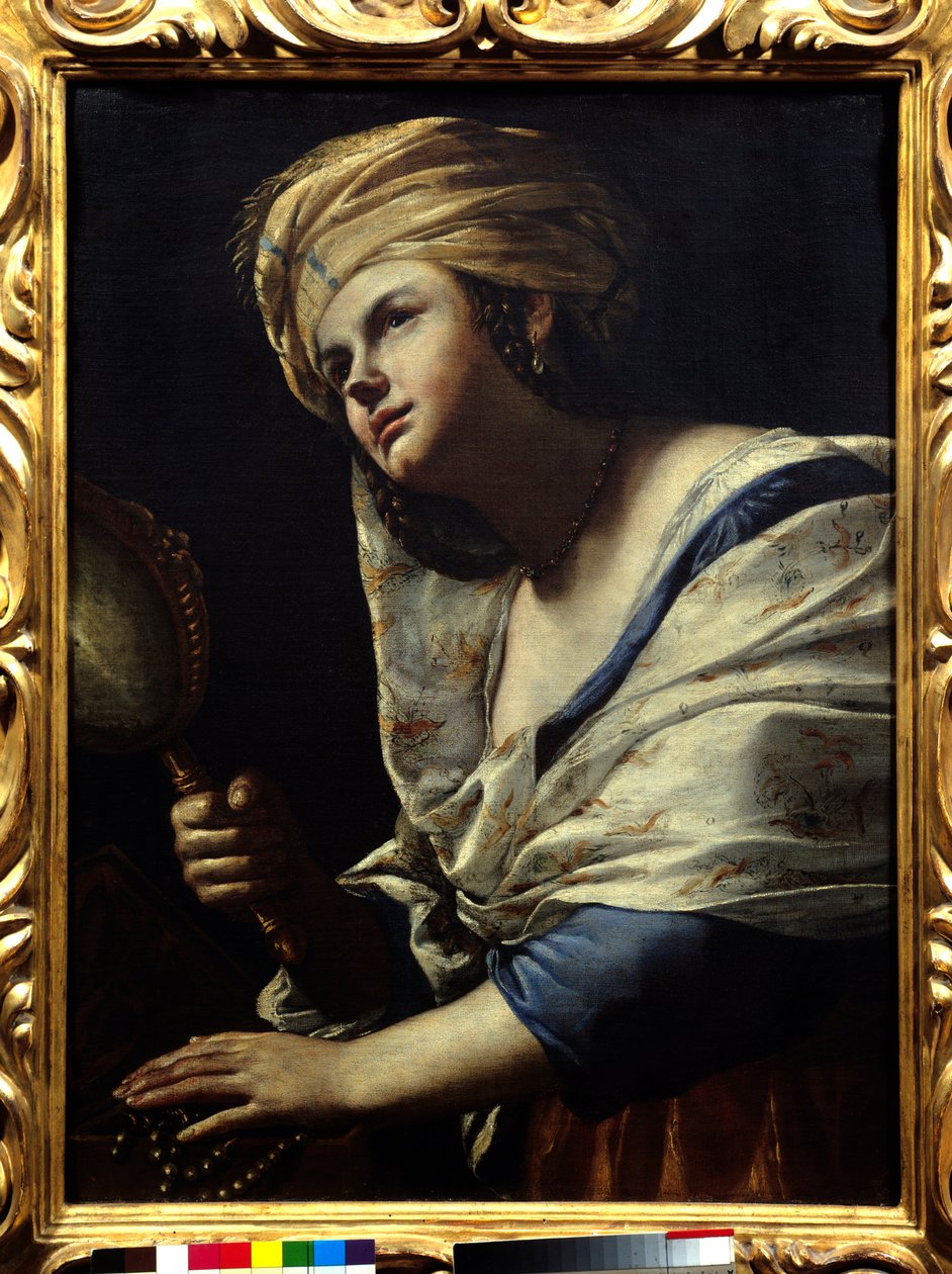 Vanité : Femme avec turban et miroir - Mattia Preti