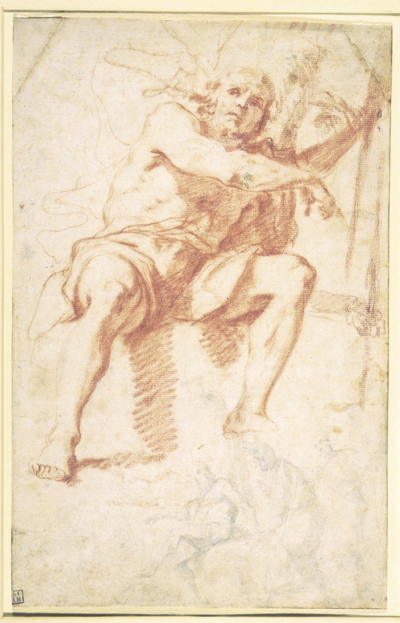 Saint Jean-Baptiste assis, et une étude pour Saint Jean-Baptiste avec deux apôtres - Mattia Preti