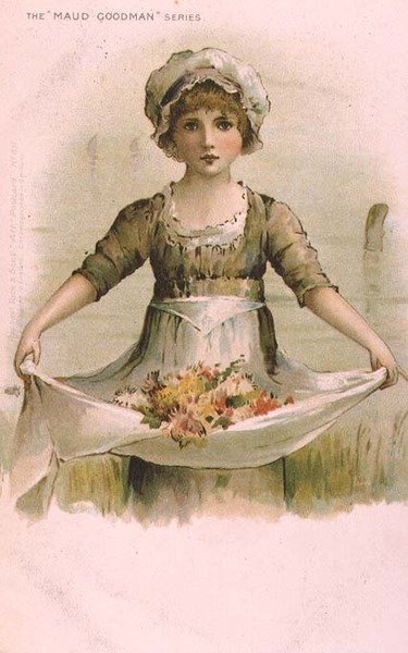 Petite fille avec des fleurs dans son tablier - Maude Goodman