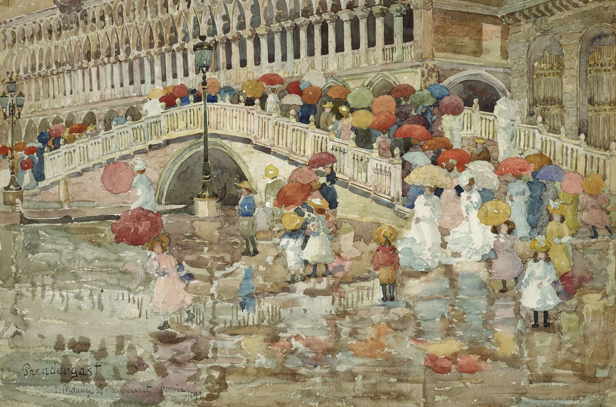 Parapluies sous la pluie - Maurice Brazil Prendergast
