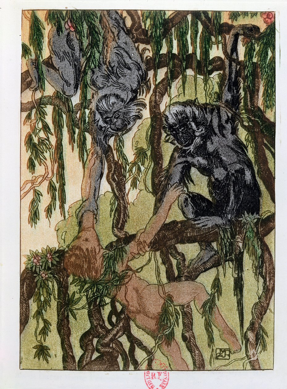 Mowgli et les singes, illustration du 