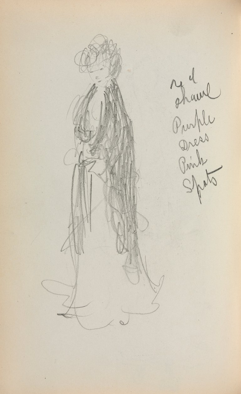Carnet de croquis italien : Femme debout avec châle page 53, 1898-1899 - Maurice Brazil Prendergast