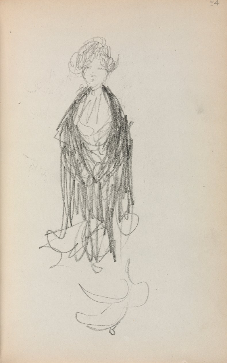 Carnet de croquis italien : Femme debout avec châle page 54, 1898-1899 - Maurice Brazil Prendergast