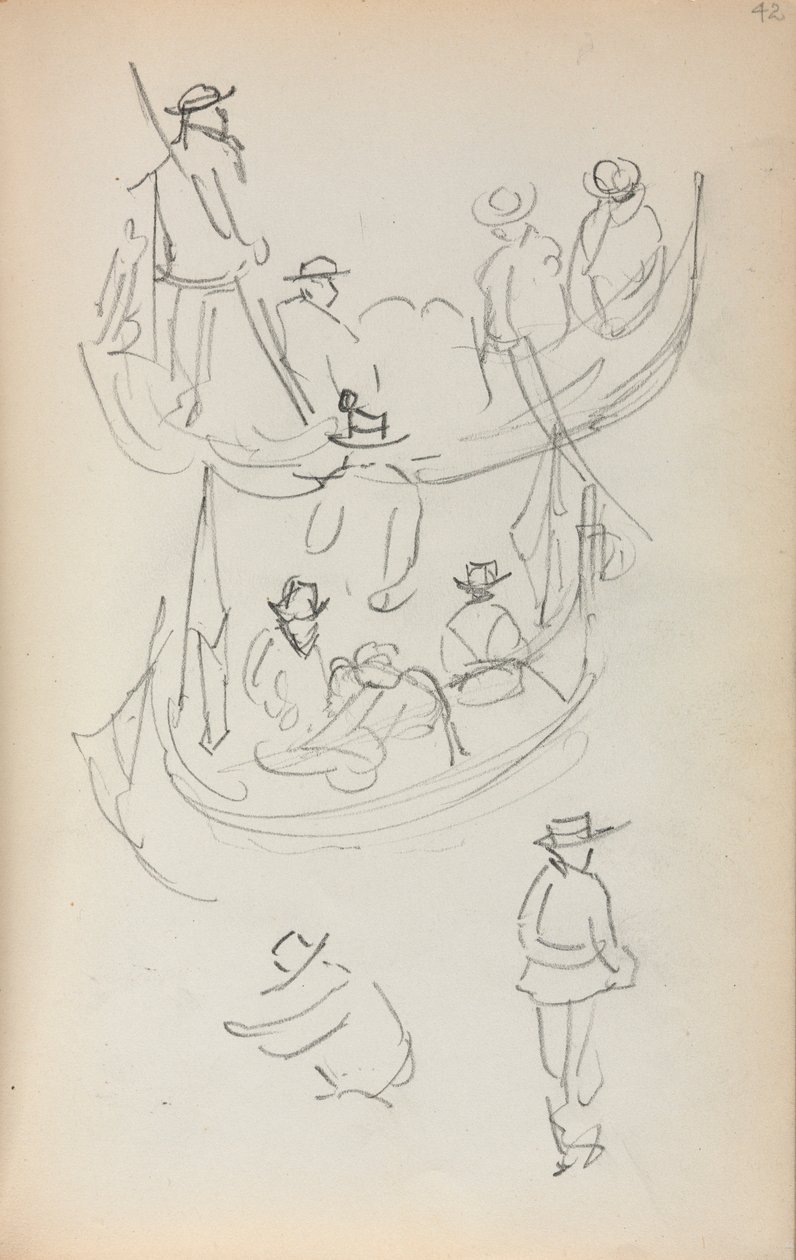 Carnet de croquis italien : Deux gondoles avec des figures, 1898-1899 - Maurice Brazil Prendergast