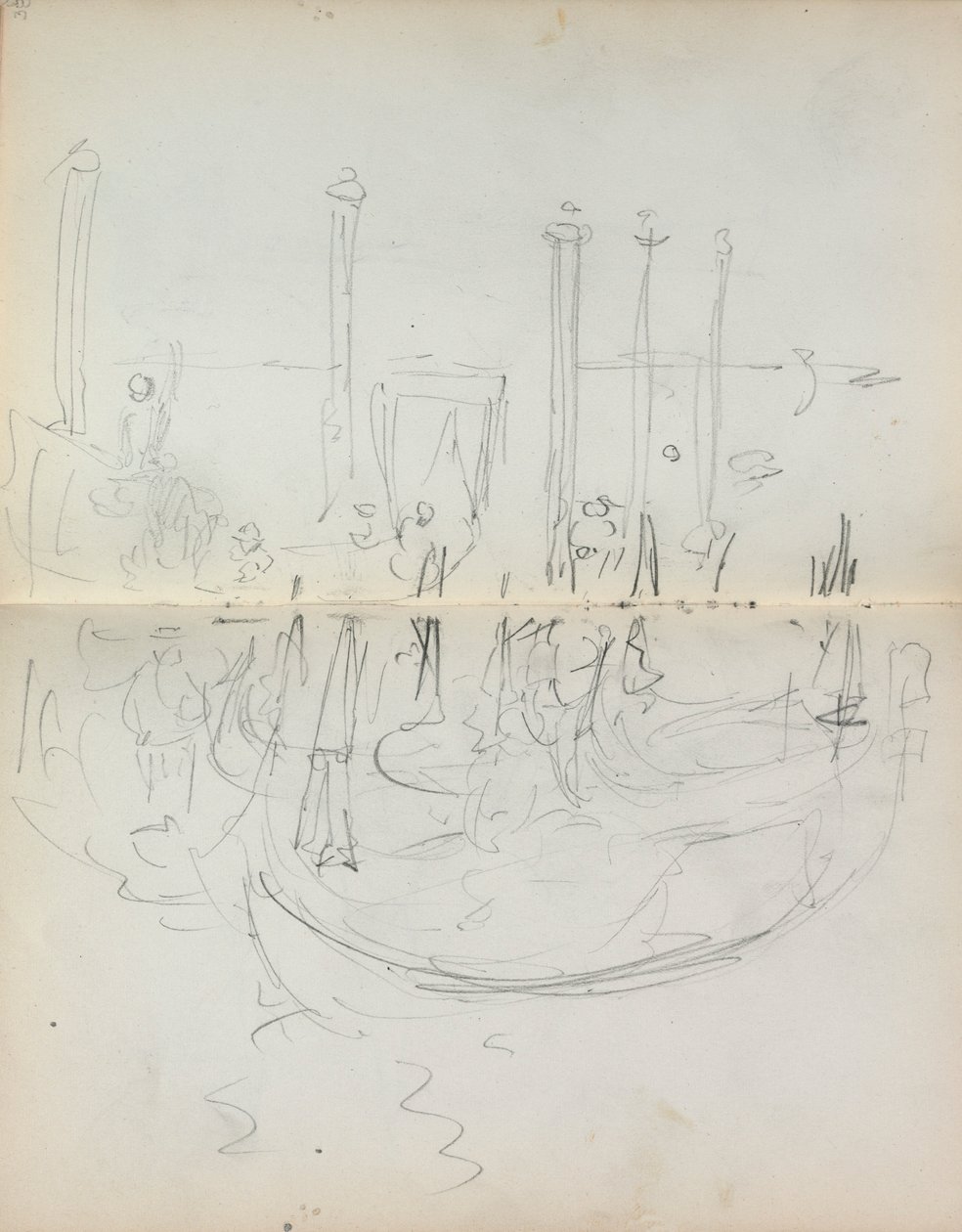 Carnet de croquis italien : Vue du port de Venise pages 37 et 38, 1898-1899 - Maurice Brazil Prendergast