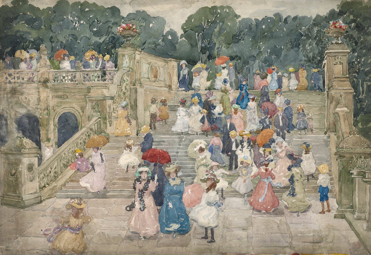 Le pont de la terrasse, Central Park - Maurice Brazil Prendergast