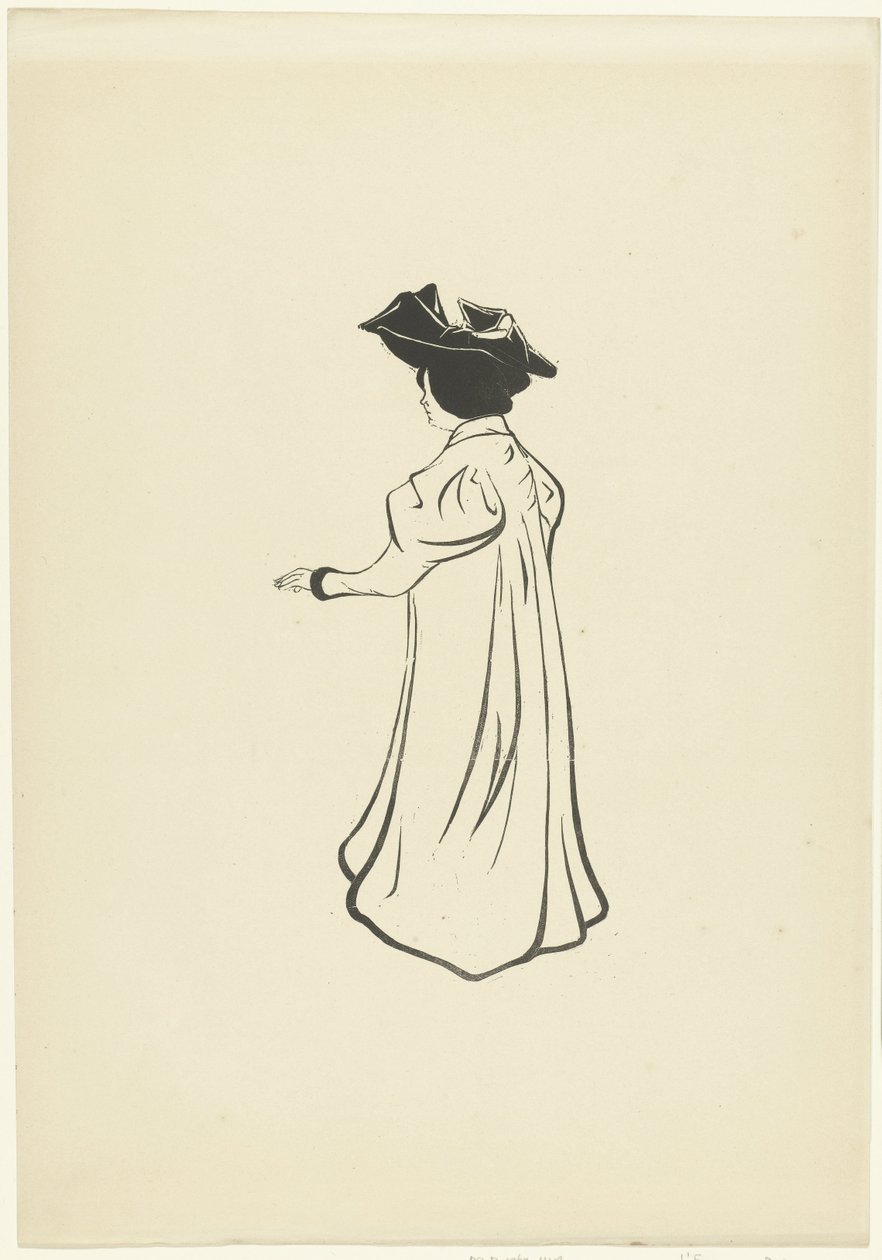 Femme debout avec chapeau et bras tendu - Maurice Delcourt