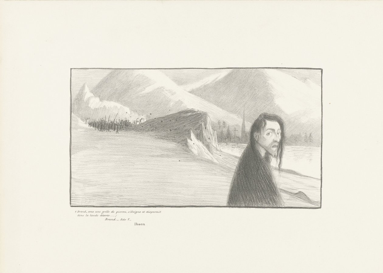 Personnage principal Brand de la pièce éponyme de Henrik Ibsen est lapidé et chassé du village - Maurice Dumont