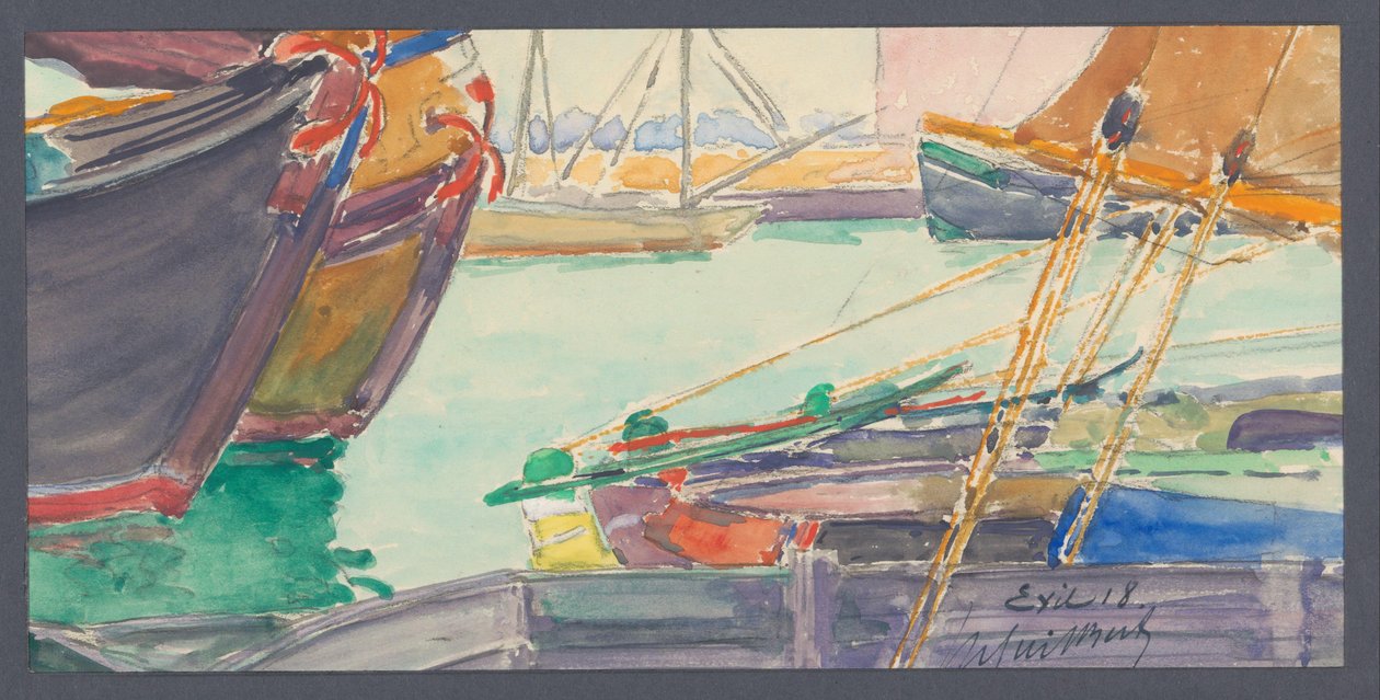 Navires dans un canal - Maurice Guilbert