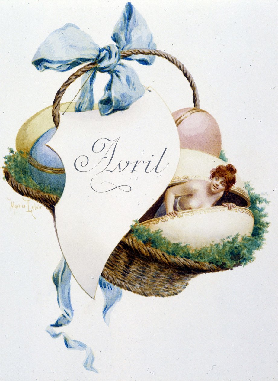 Avril « La Chanson du mois » par Jérôme Doucet, illustration - Maurice Leloir, éd. Reims 1904. L. Michaud - Maurice Leloir