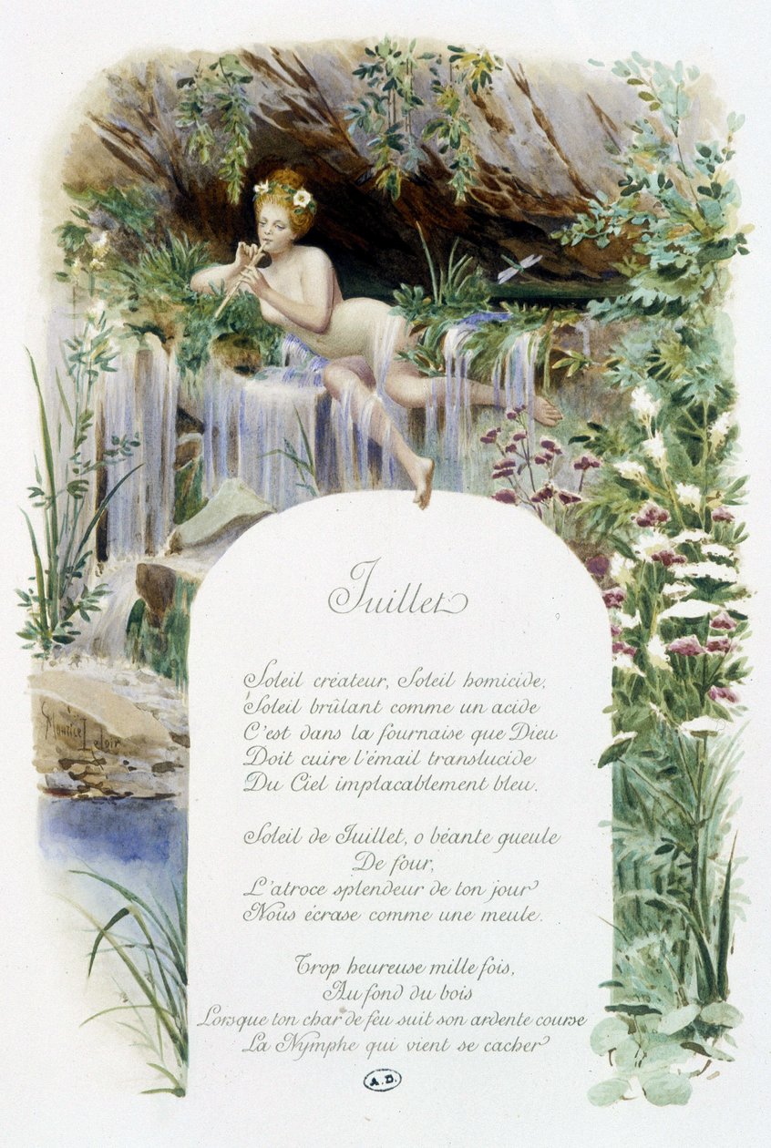 Juillet « La Chanson du mois » par Jérôme Doucet, illustration - Maurice Leloir, éd. Reims 1904. L. Michaud - Maurice Leloir