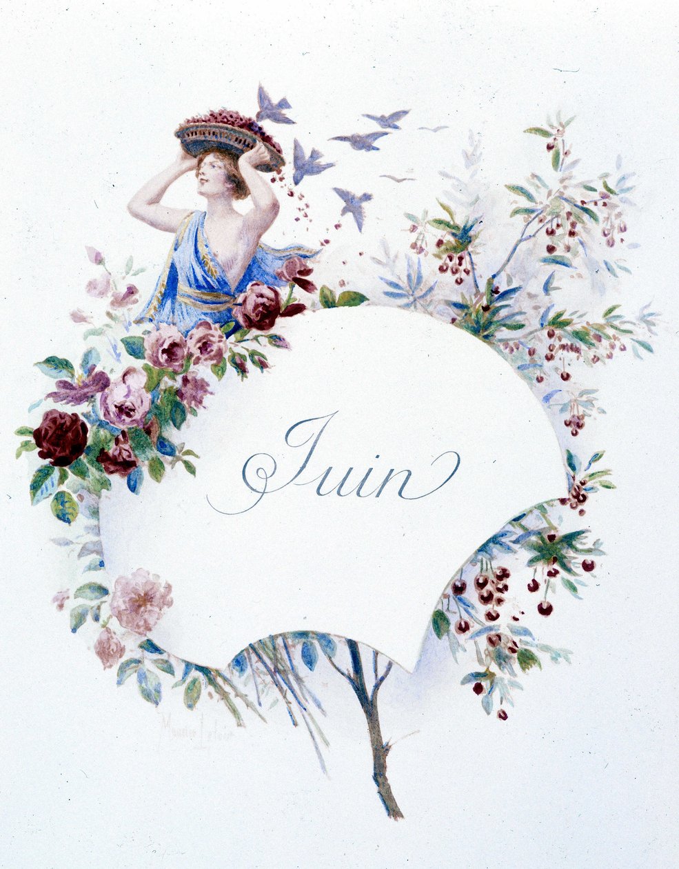 Juin "La Chanson du mois" par Jérôme Doucet, illustration - Maurice Leloir, éd. Reims 1904. L. Michaud - Maurice Leloir