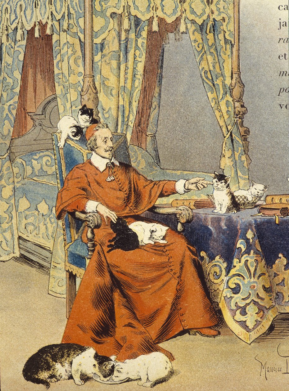 Le Cardinal joue avec ses chats qu