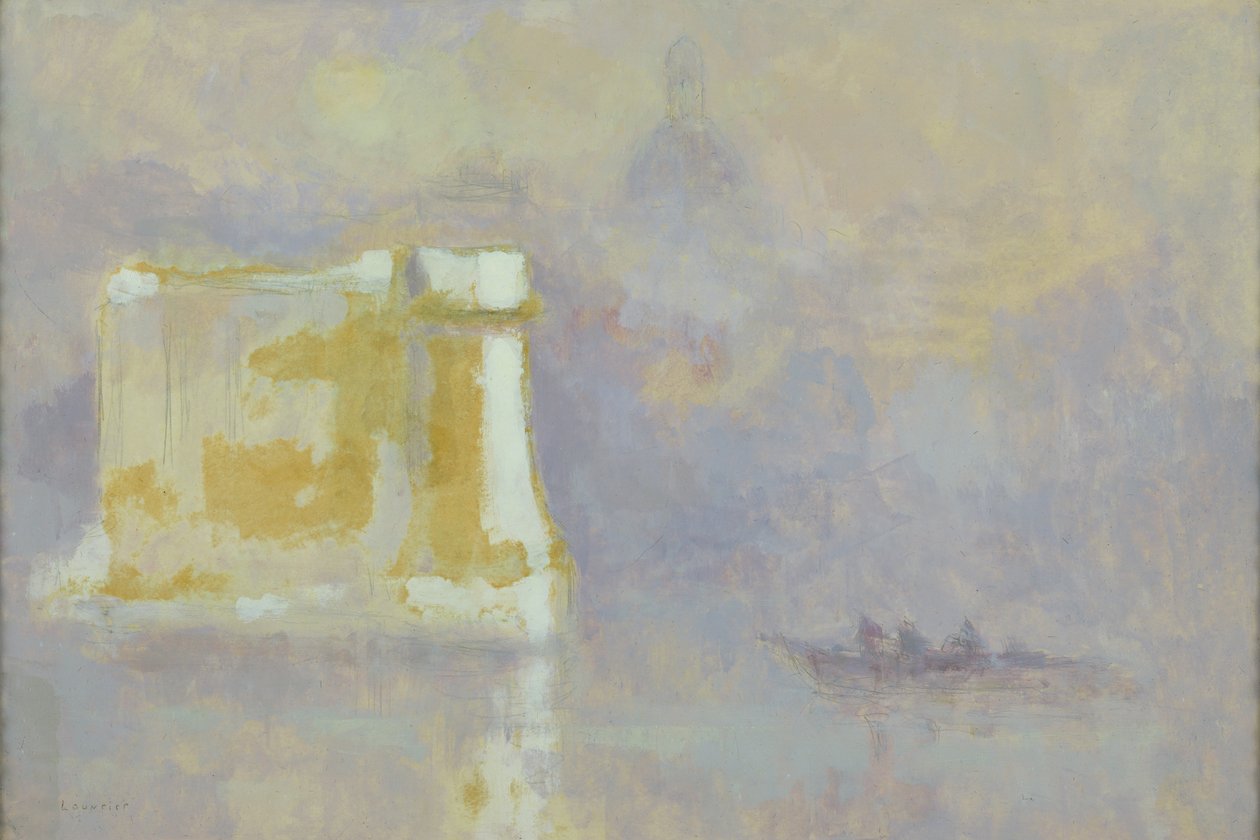 Pile blanche entourée de brume (aquarelle sur papier) - Maurice Louvrier