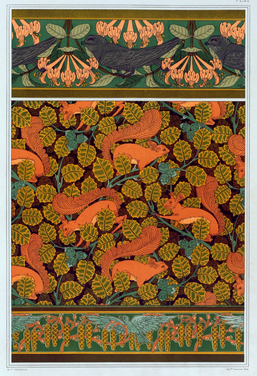 Dessins pour papier peint et bordures, pub. 1897 - Maurice Pillard Verneuil