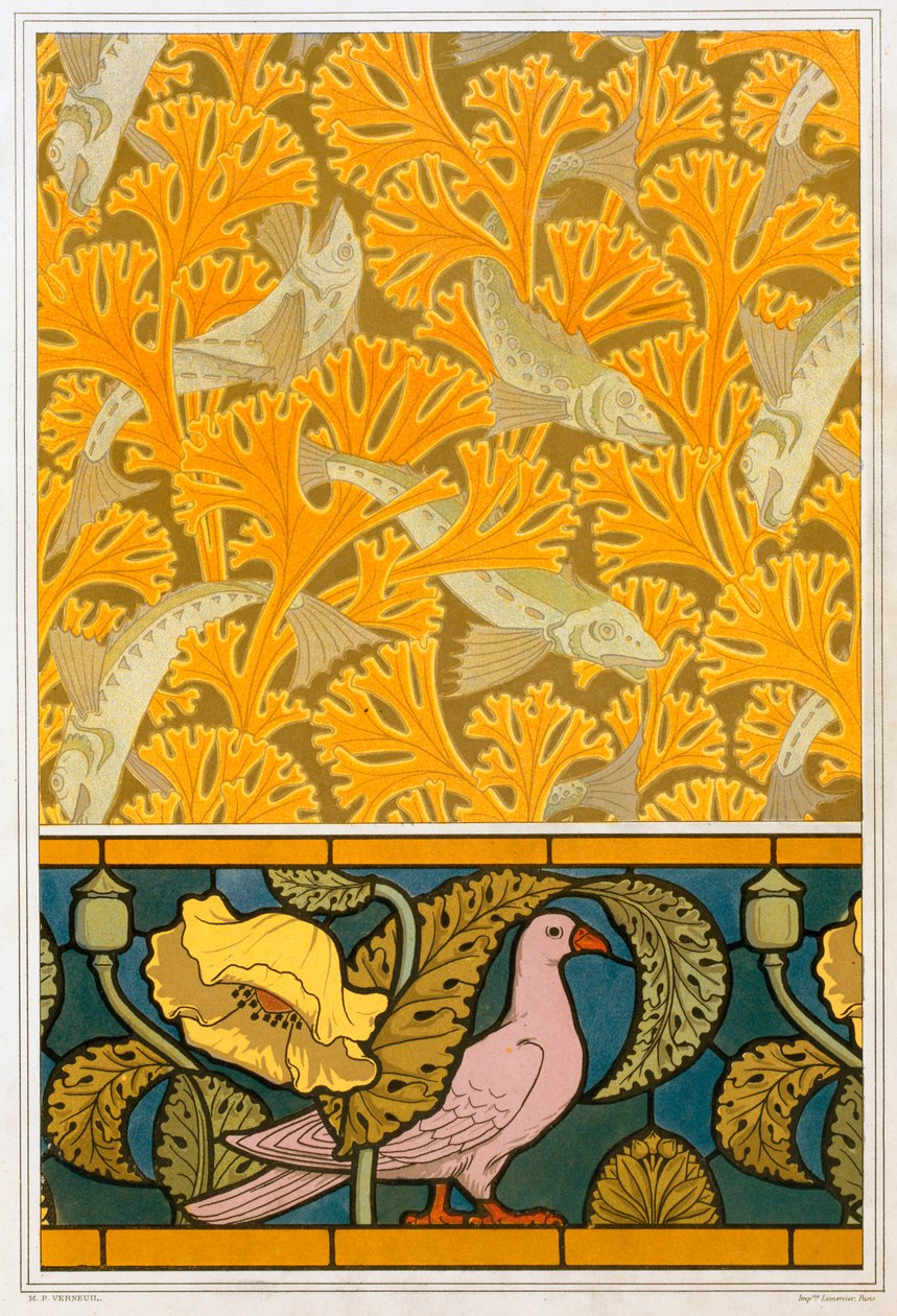 Dessins pour papier peint et vitrail, pub. 1897 - Maurice Pillard Verneuil