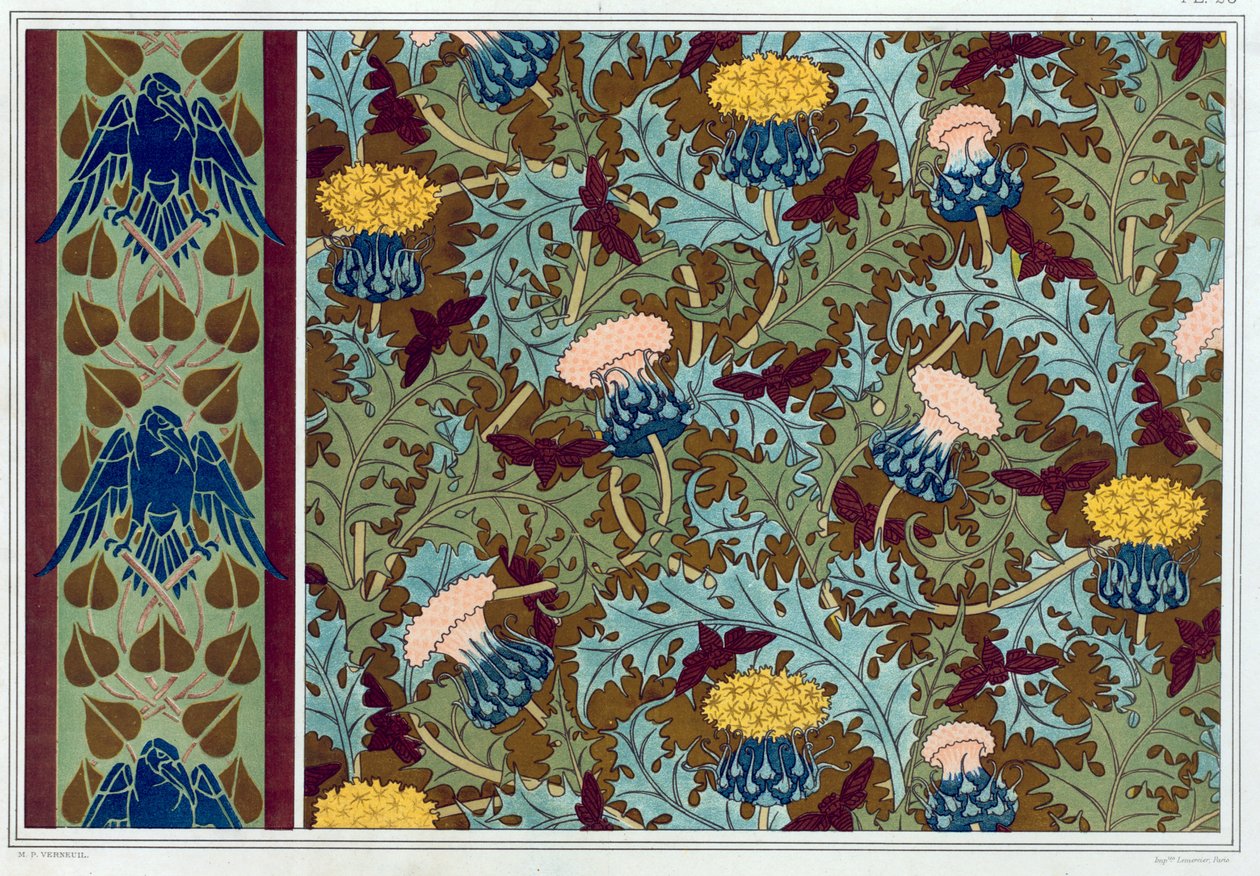 Dessins pour bordures de papier peint et tissu imprimé - Maurice Pillard Verneuil