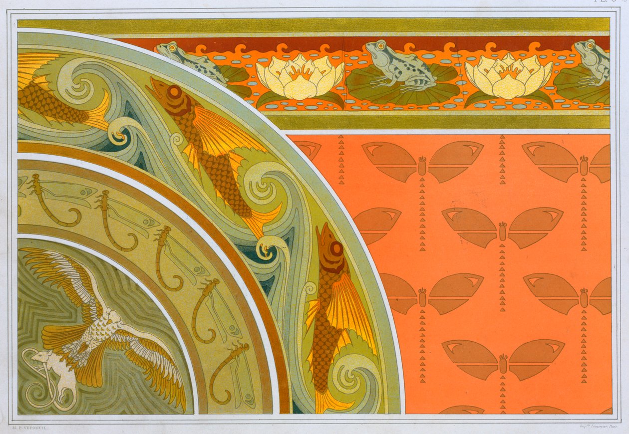 Dessins pour bordures de papier peint, pub. 1897 - Maurice Pillard Verneuil