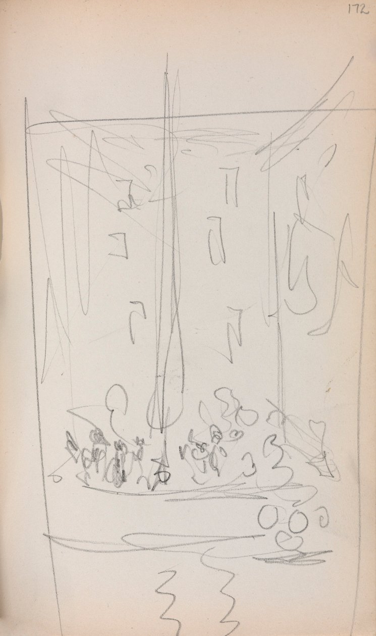 Carnet de croquis italien : Bateau avec figures (page 172) - Maurice Prendergast