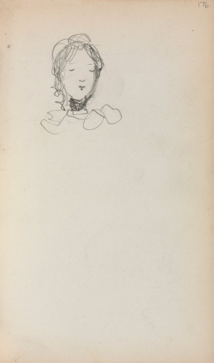 Carnet de croquis italien : Tête de jeune fille (page 176) - Maurice Prendergast