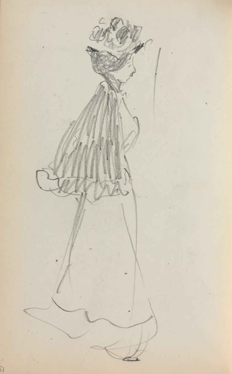Carnet de croquis italien : Femme debout de profil (page 130) - Maurice Prendergast