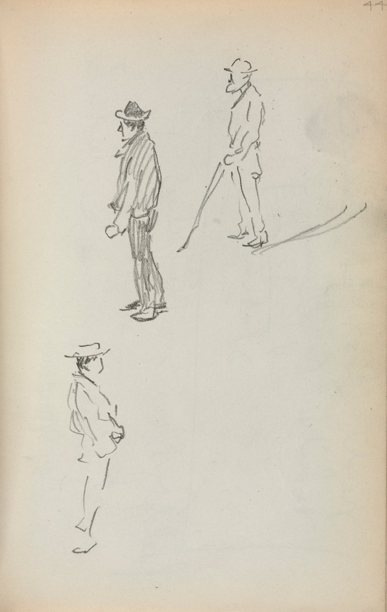 Carnet de croquis italien : Trois hommes debout (page 44) - Maurice Prendergast