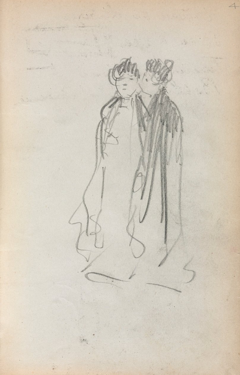 Carnet de croquis italien : Deux femmes debout (page 4) - Maurice Prendergast