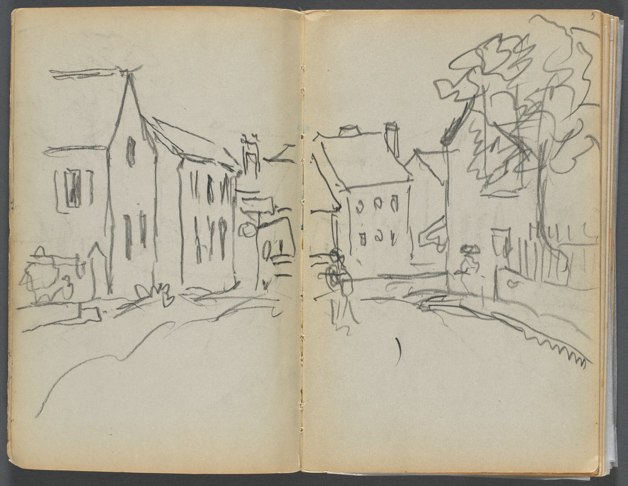 Sketchbook- The Granite Shore Hotel, Rockport, page 004  5 : Scène de rue - Maurice Prendergast