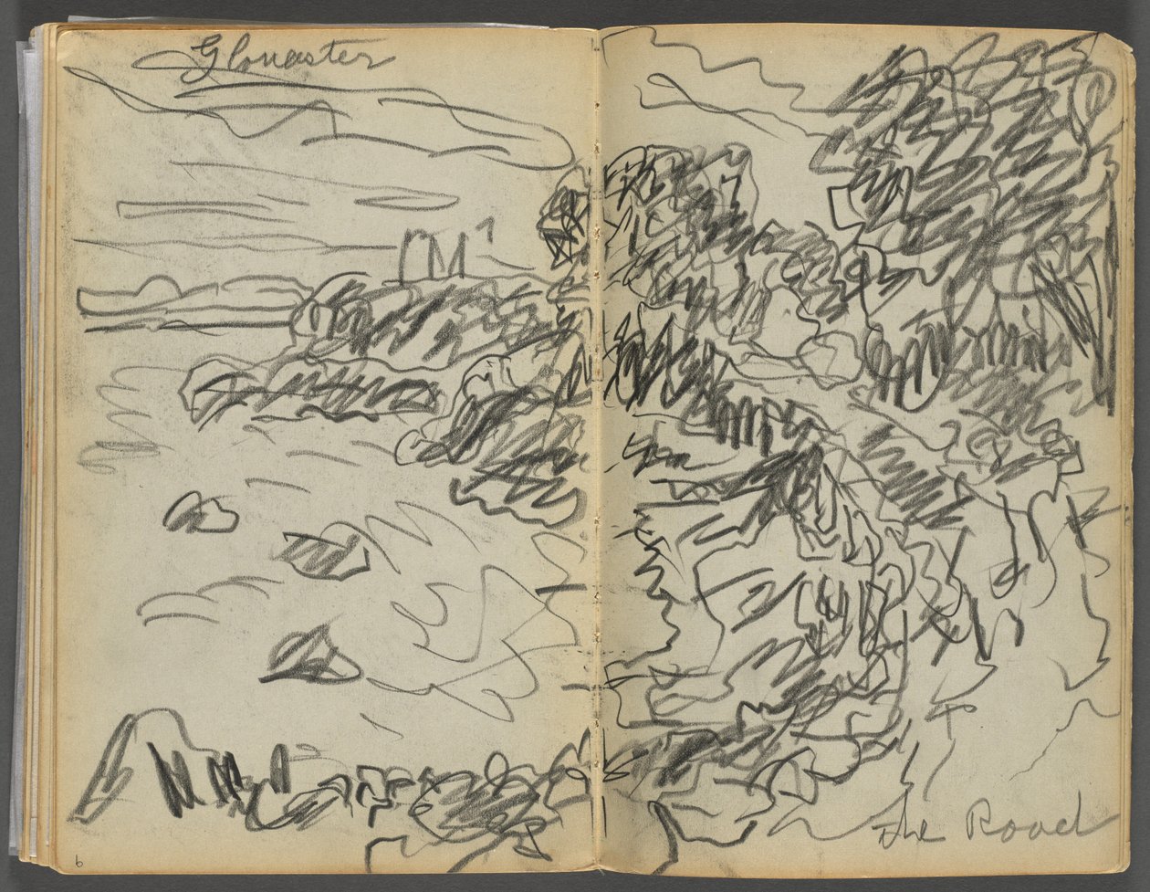 Sketchbook- The Granite Shore Hotel, Rockport, page 008  9 : "Gloucester- The Road" (Gloucester - La route) - Maurice Prendergast