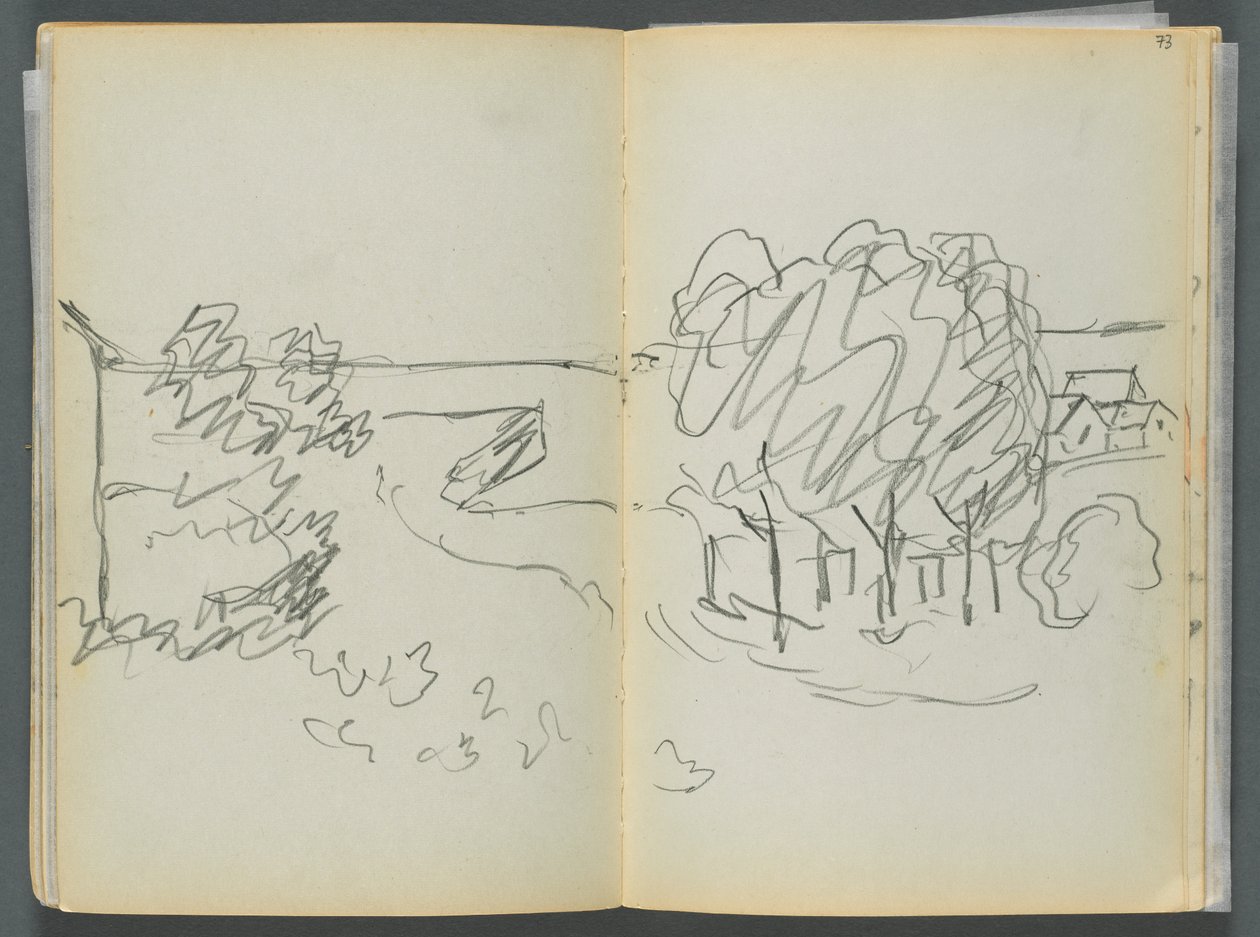 Sketchbook- The Granite Shore Hotel, Rockport, page 072  73 : Vue de la ville - Maurice Prendergast