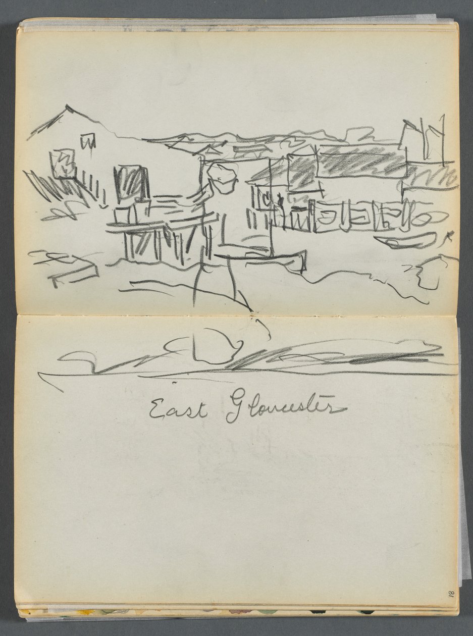 Sketchbook- The Granite Shore Hotel, Rockport, page 080  81 : "East Gloucester". - Maurice Prendergast