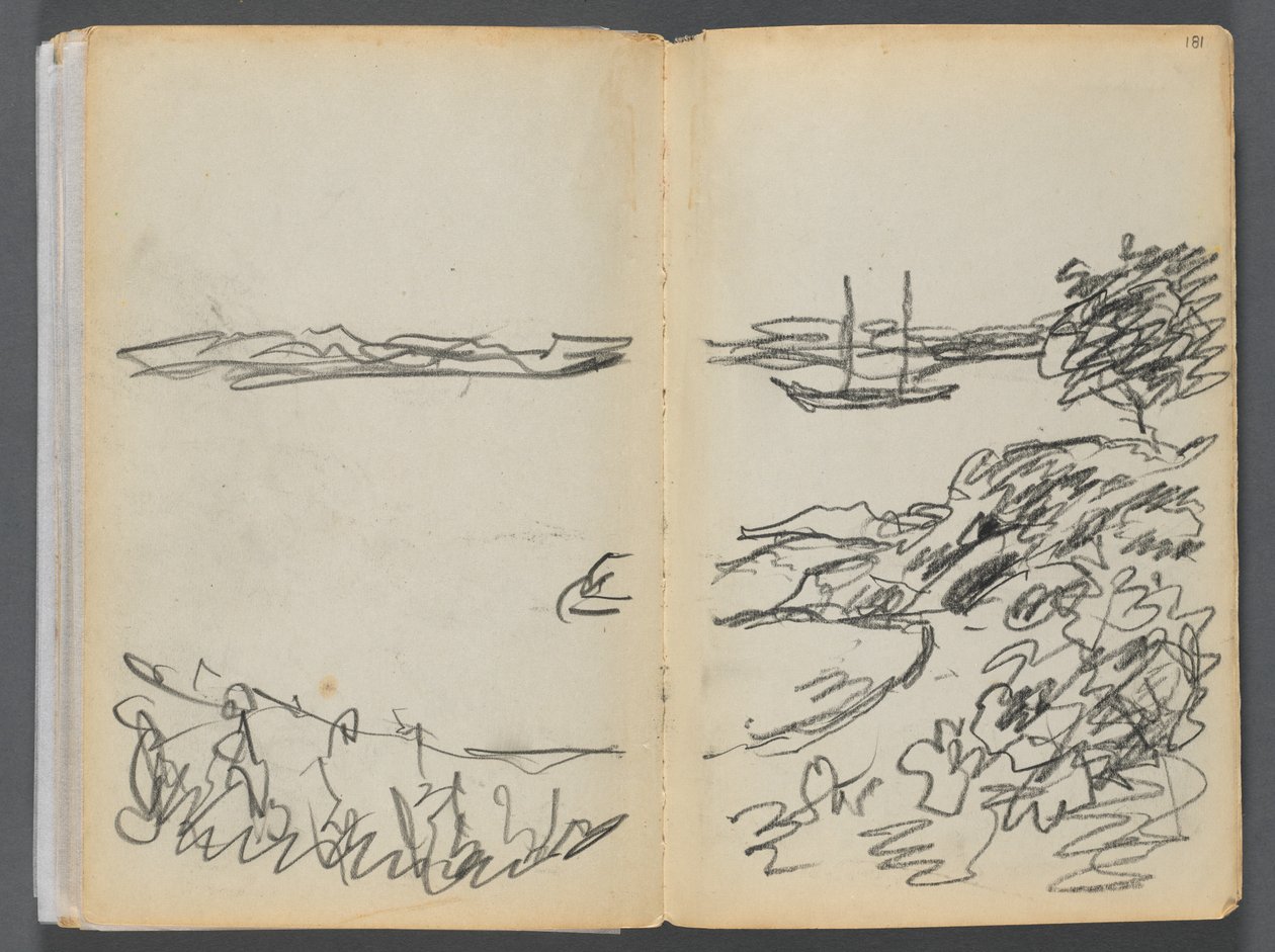 Sketchbook- The Granite Shore Hotel, Rockport, page 180  181 : Ligne de rivage - Maurice Prendergast