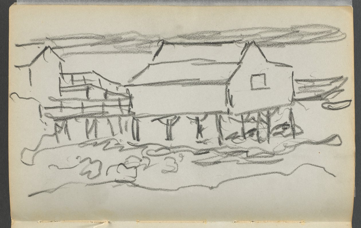 Carnet de croquis, The Dells, N° 127, page 014 : Maison sur un quai - Maurice Prendergast