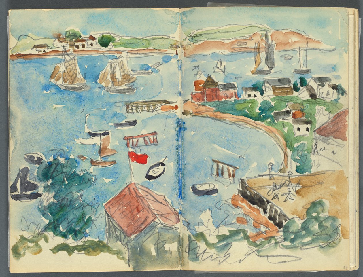 Carnet de croquis, The Dells, no 127, pages 048 et 49 : Vue d