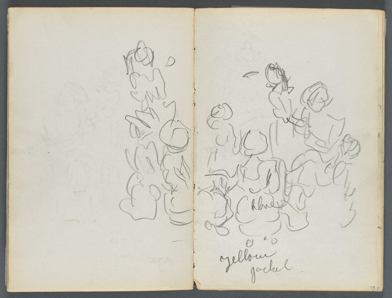 Sketchbook, The Dells, N° 127, page 074  75 : Figures avec notations en couleur - Maurice Prendergast