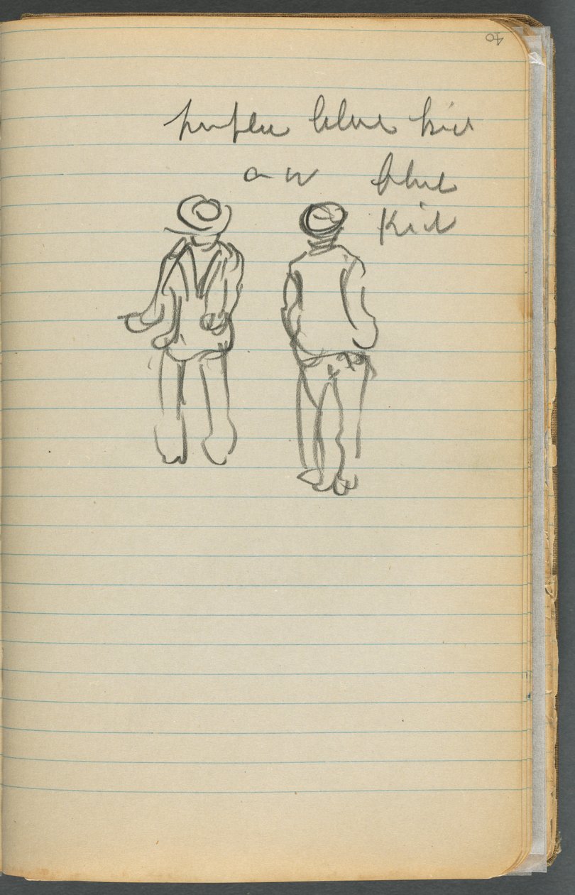 Carnet de croquis, page 040 : Notes et deux figures - Maurice Prendergast