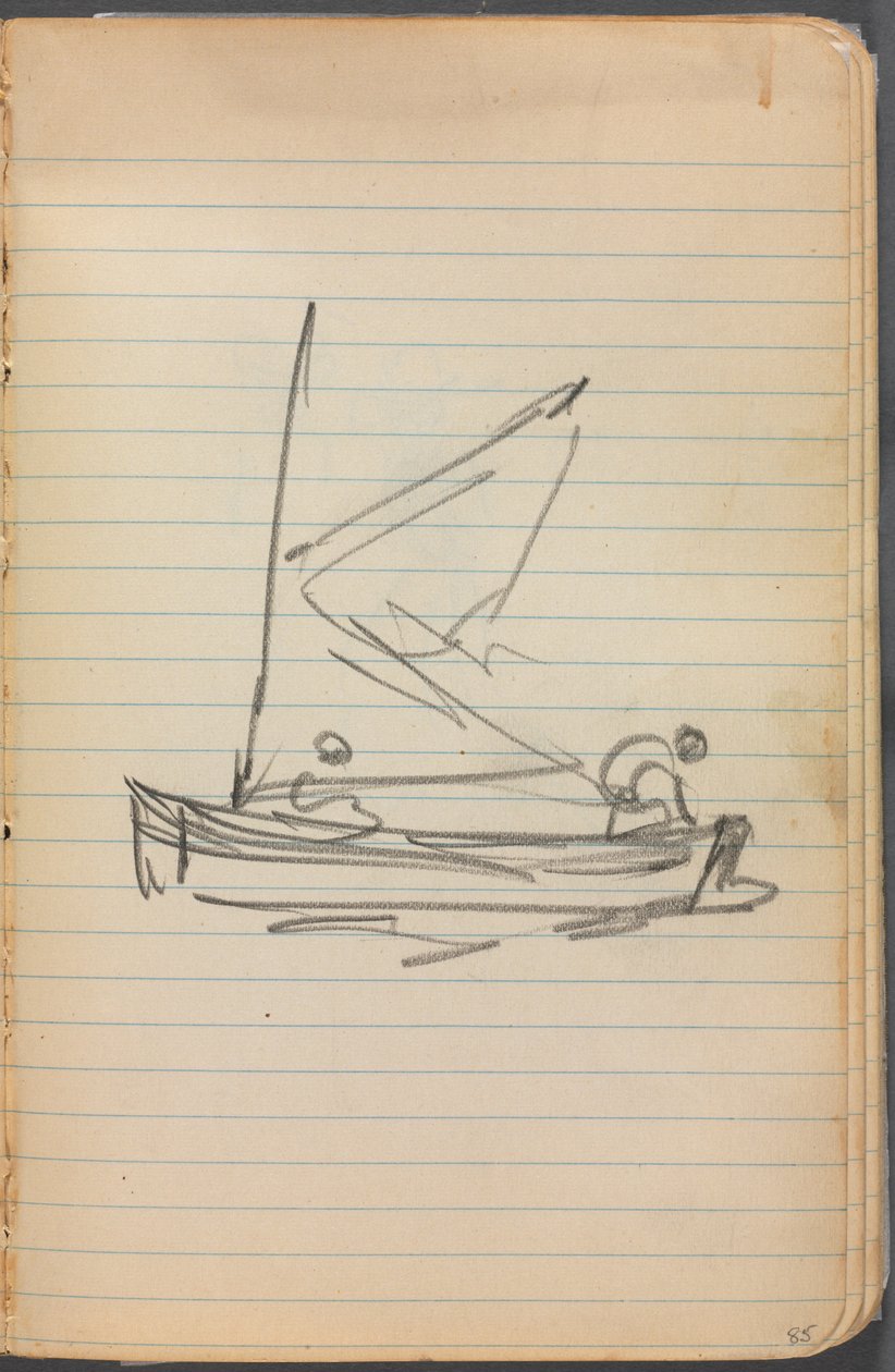 Carnet de croquis, page 085 : Voilier avec deux personnages - Maurice Prendergast