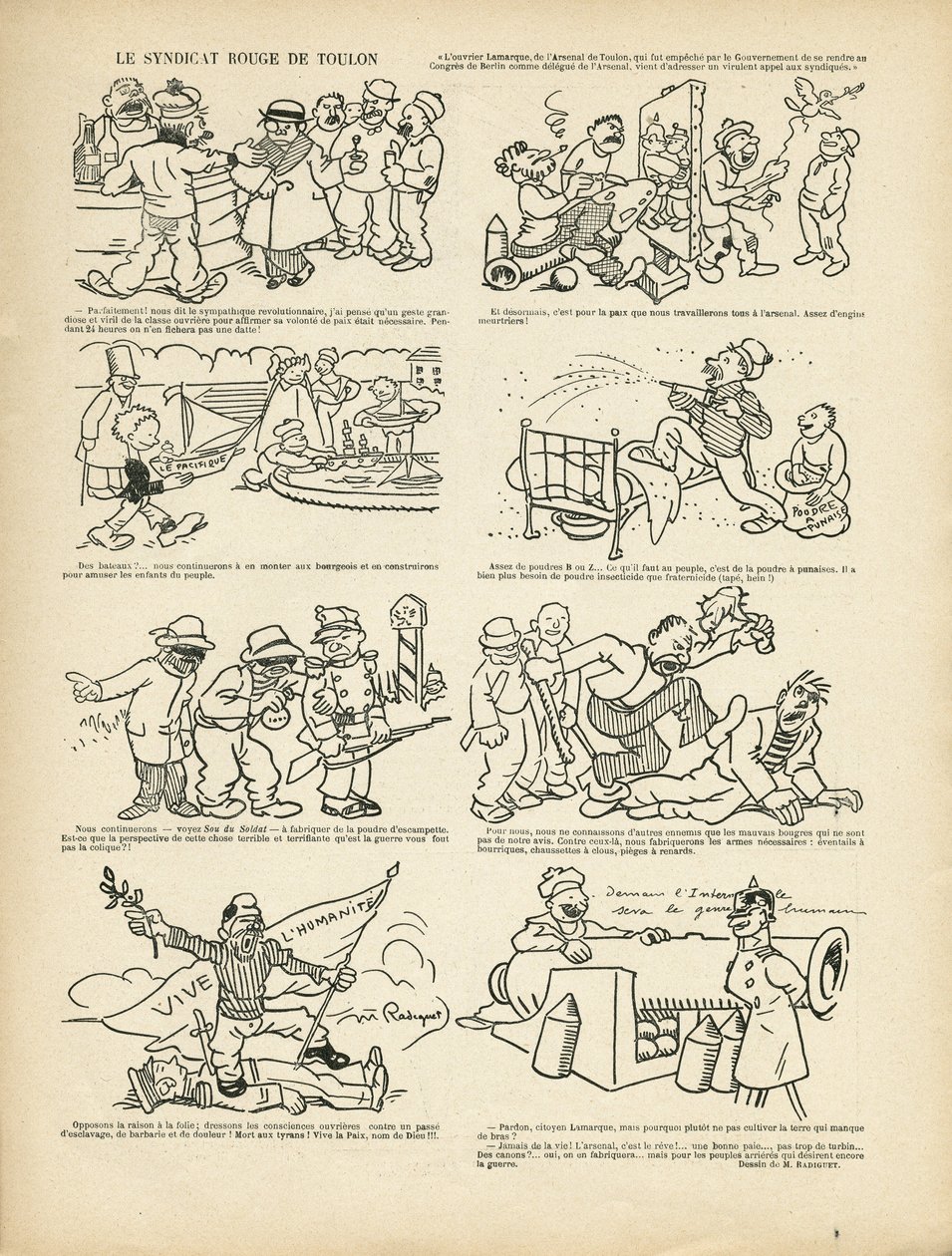 Illustration de Maurice Radiguet (1866-1941) dans Le Rire, 21/12/12 - Le syndicrouge de Toulon - Syndicalisme, Toulon - Maurice Radiguet