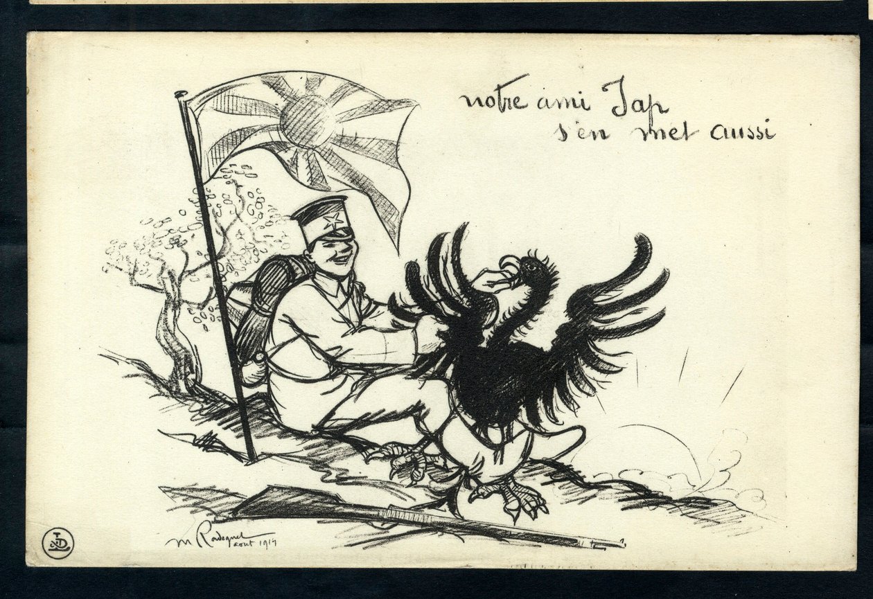 Carte postale, satirique en N & B: Notre ami Jap s