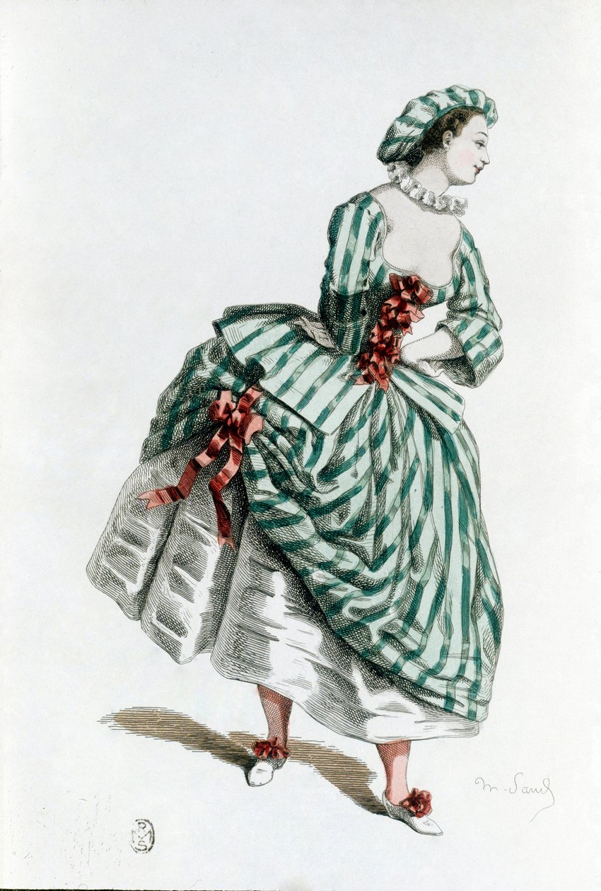 Costume et masque de Colombine en 1855, personnage féminin de la commedia dell