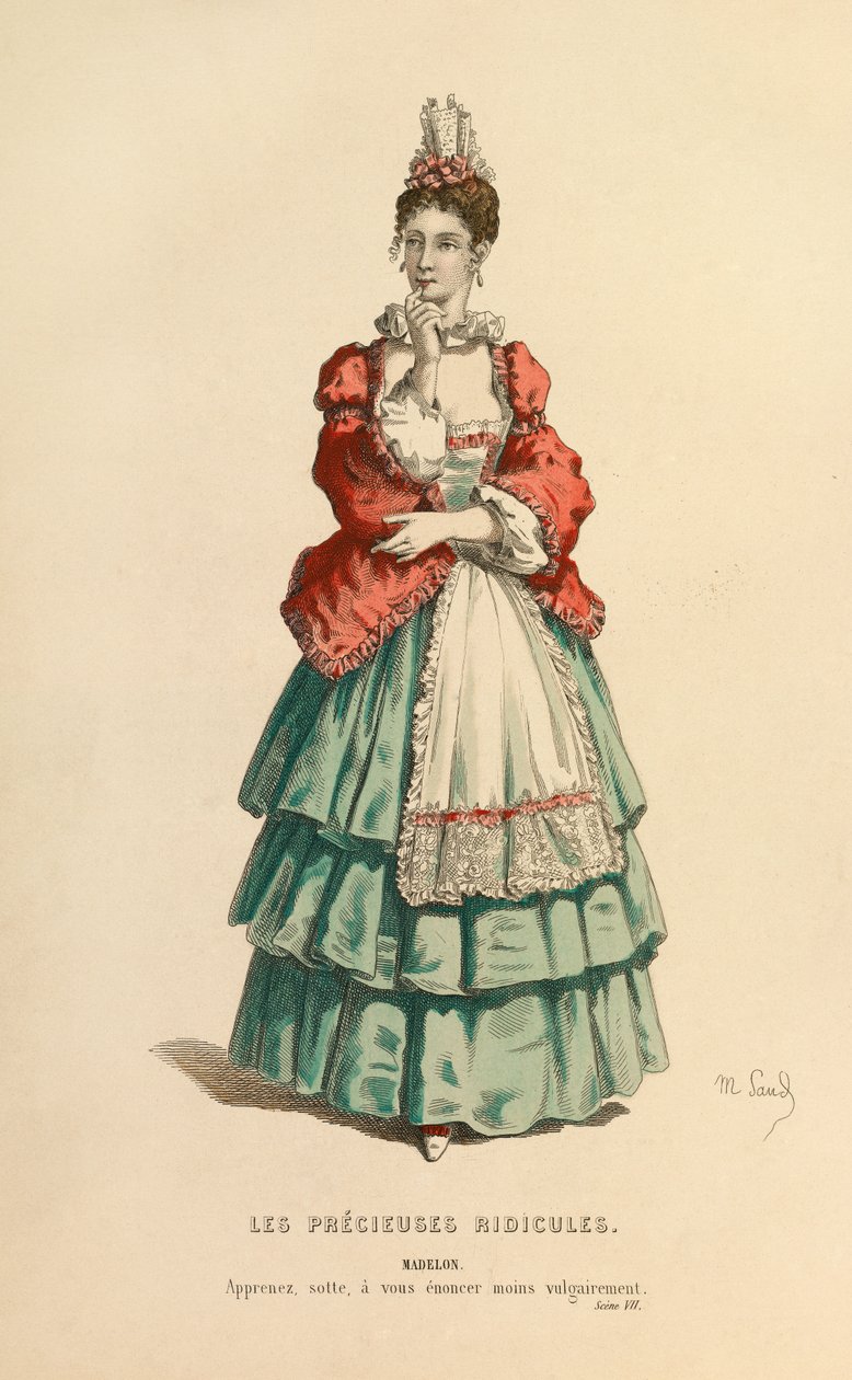 Costume pour le rôle de Madelon, vers 1868 (gravure) - Maurice Sand