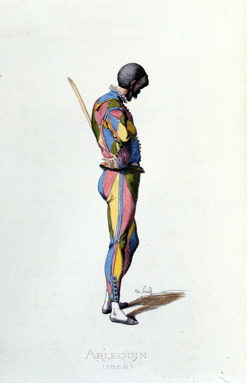 Arlequin en 1858. Maurice Sand «Masques et Bouffons» Paris 19ème siècle - Maurice Sand
