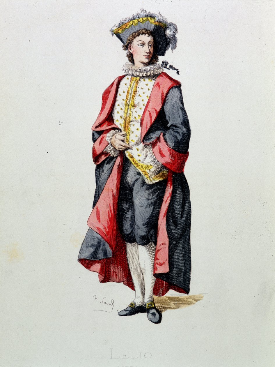 Lelio dessine de «Masques et bouffons» (comédie italienne), texte et dessins de Maurice Sand, gravures de A. Manceau, préface de Georges Sand, Paris, Michel Levy Freres - Maurice Sand