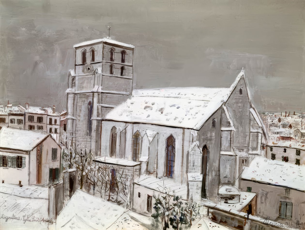 Église Saint-André, Angoulême, sous la neige - Maurice Utrillo