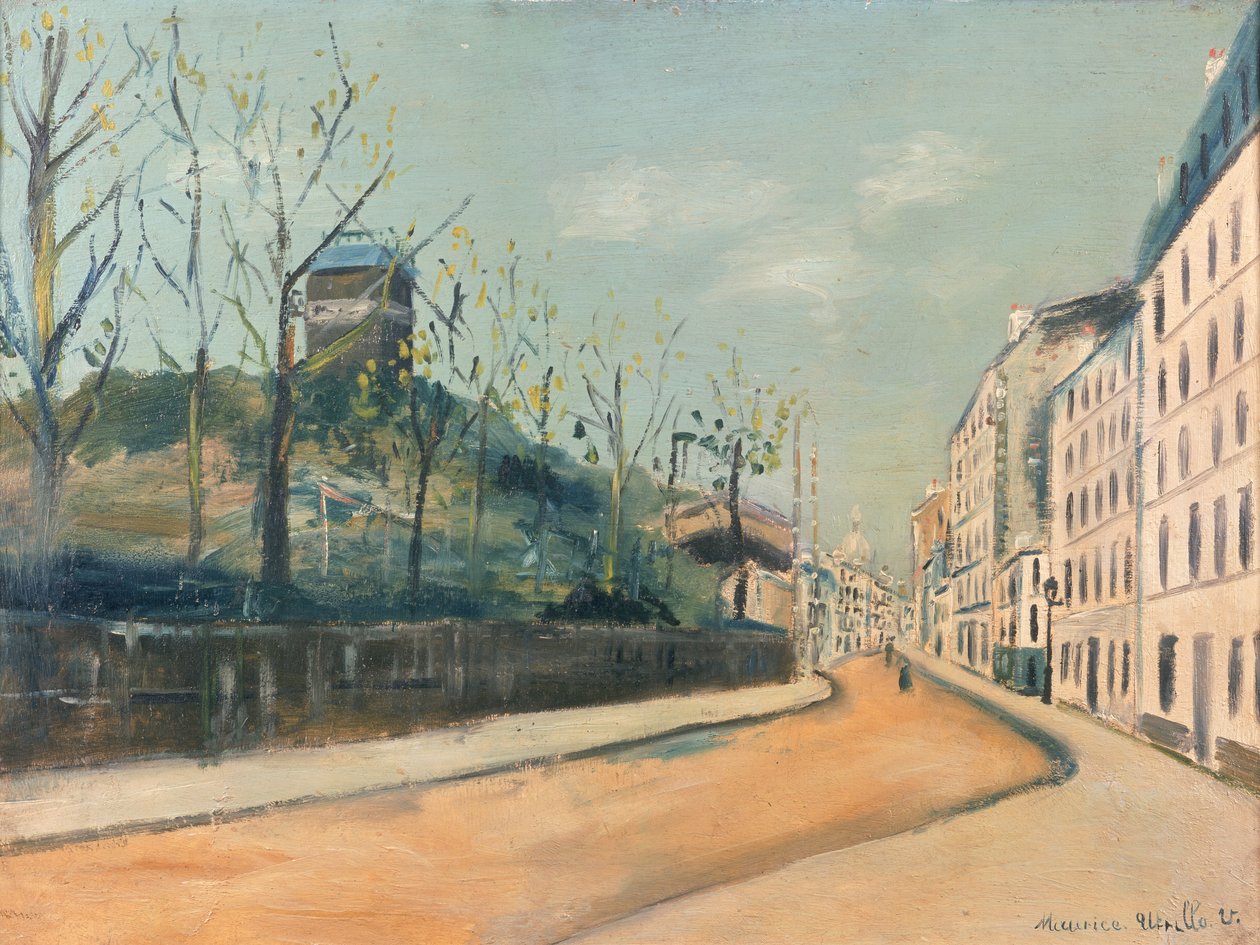 Rue Lepic, Montmartre, avec le Moulin de la Galette et le Sacré-Cœur - Maurice Utrillo