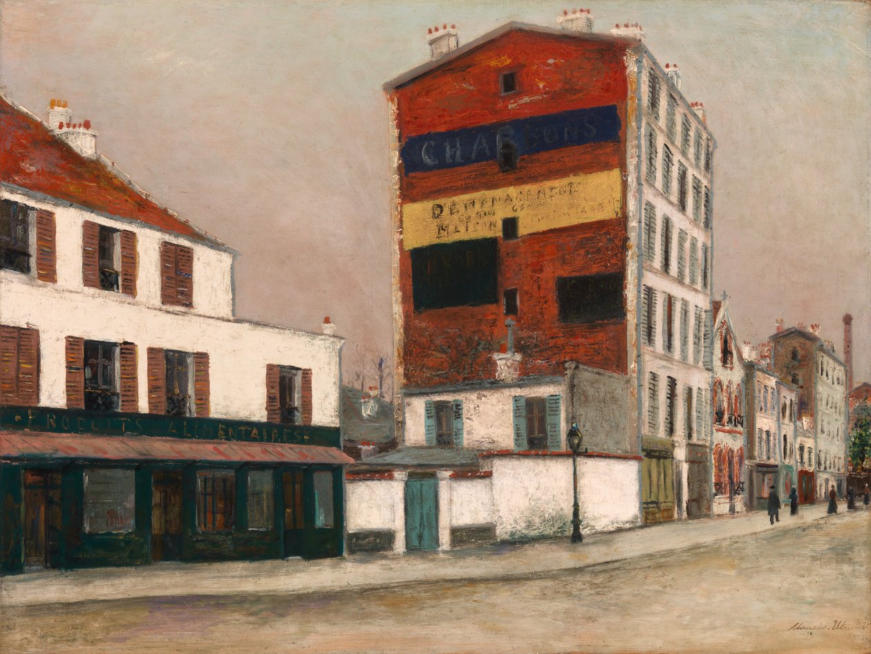 Le Mur Rouge, boulevard de la Chapelle, vers 1910 (huile sur panneau) - Maurice Utrillo