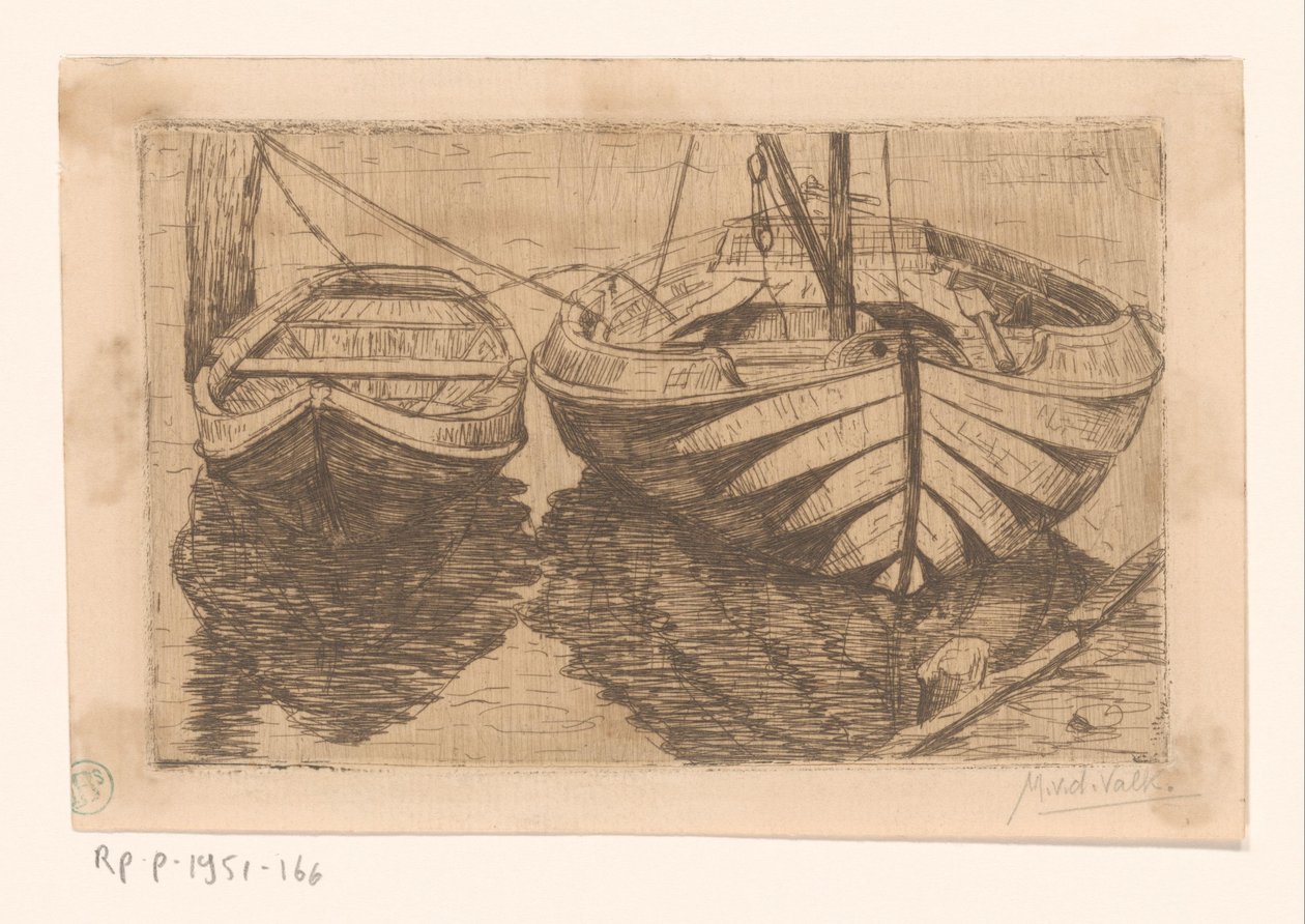 Barque et voilier - Maurits van der Valk (signed by artist)